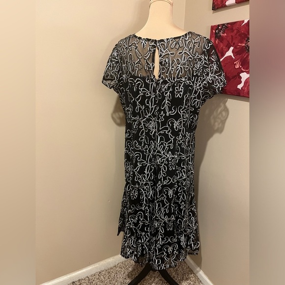 SLNY Fashions 9120251 Midi Soutache Black & Ivory Cocktail Dress, size 16 - Picture 3 of 9